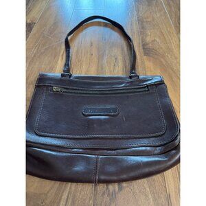 Vintage Davy's Leather Shoulder Bag With Zipper Pocket & Adjustable Strap